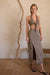 Linen blend wrap skirt in taupe — main image