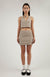 Gingham mini skirt with front slit in coconut lead grey — main image