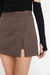 Skirt with front slit in brown — main image