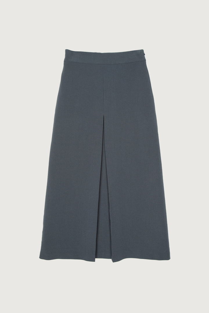 MIDI SKIRT WITH FRONT PLEAT in Dark Navy — alternate angle