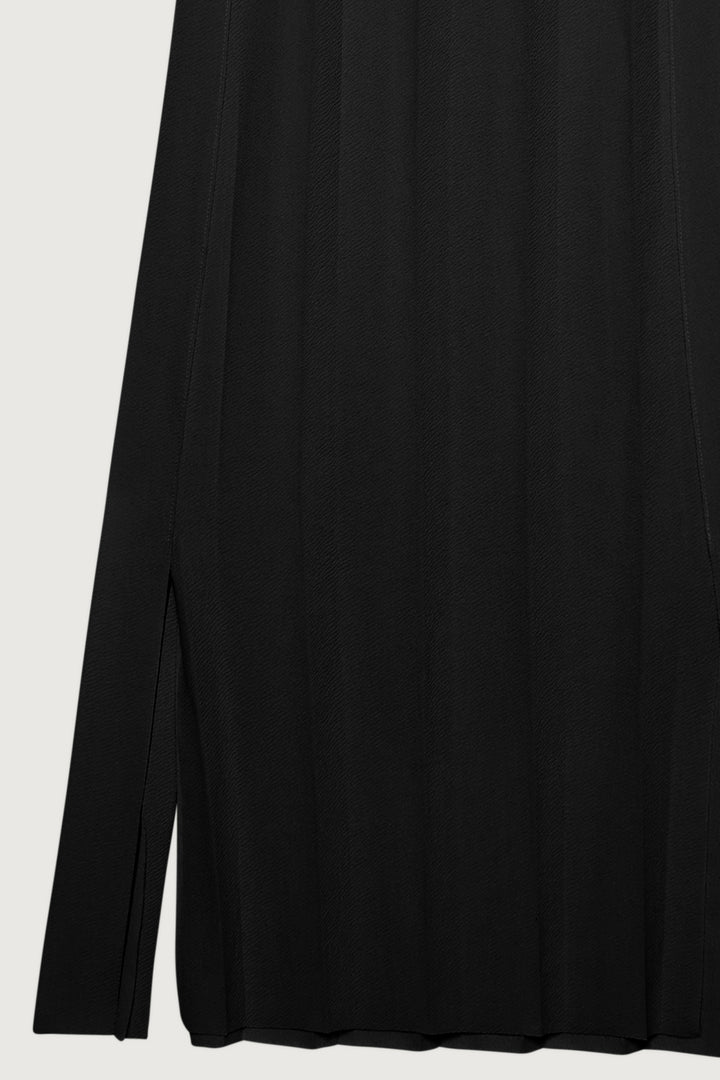WIDE RIBBED MIDI SKIRT in Black — alternate angle