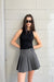 Double belted pleated mini skirt in grey — main image