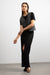 Black denim column maxi skirt in very black — main image