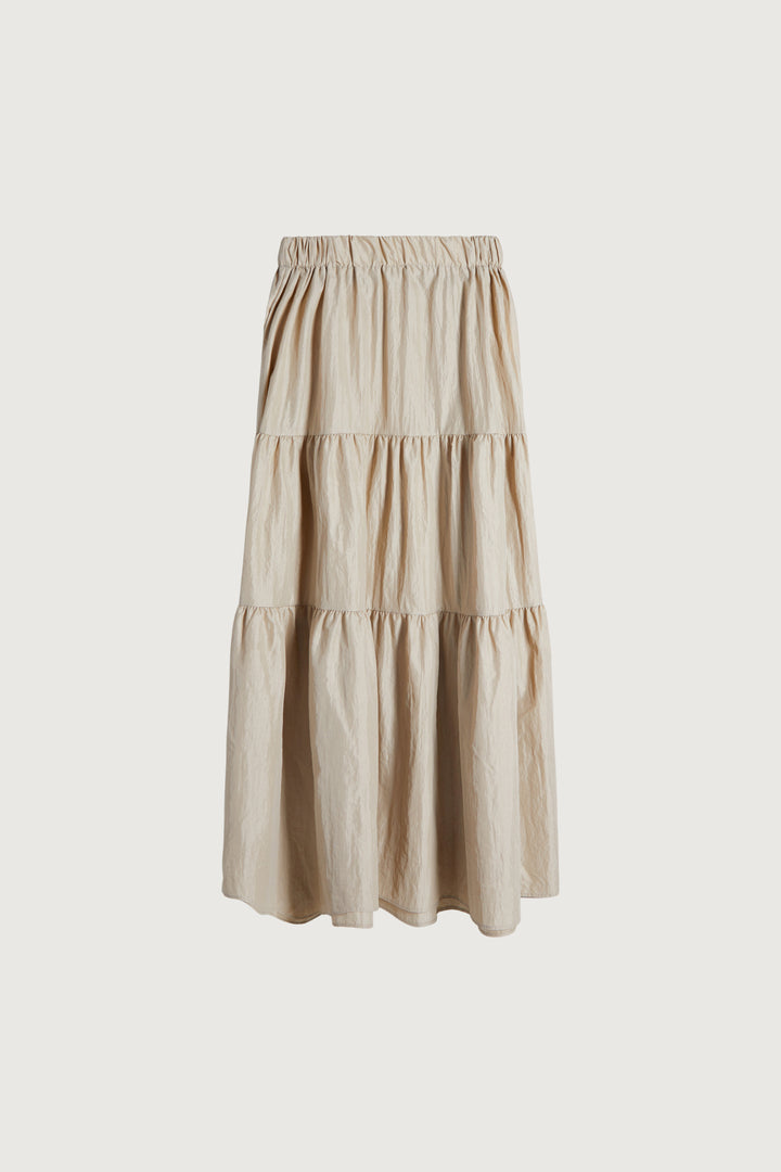 THREE TIER MAXI SKIRT in Beige — alternate angle