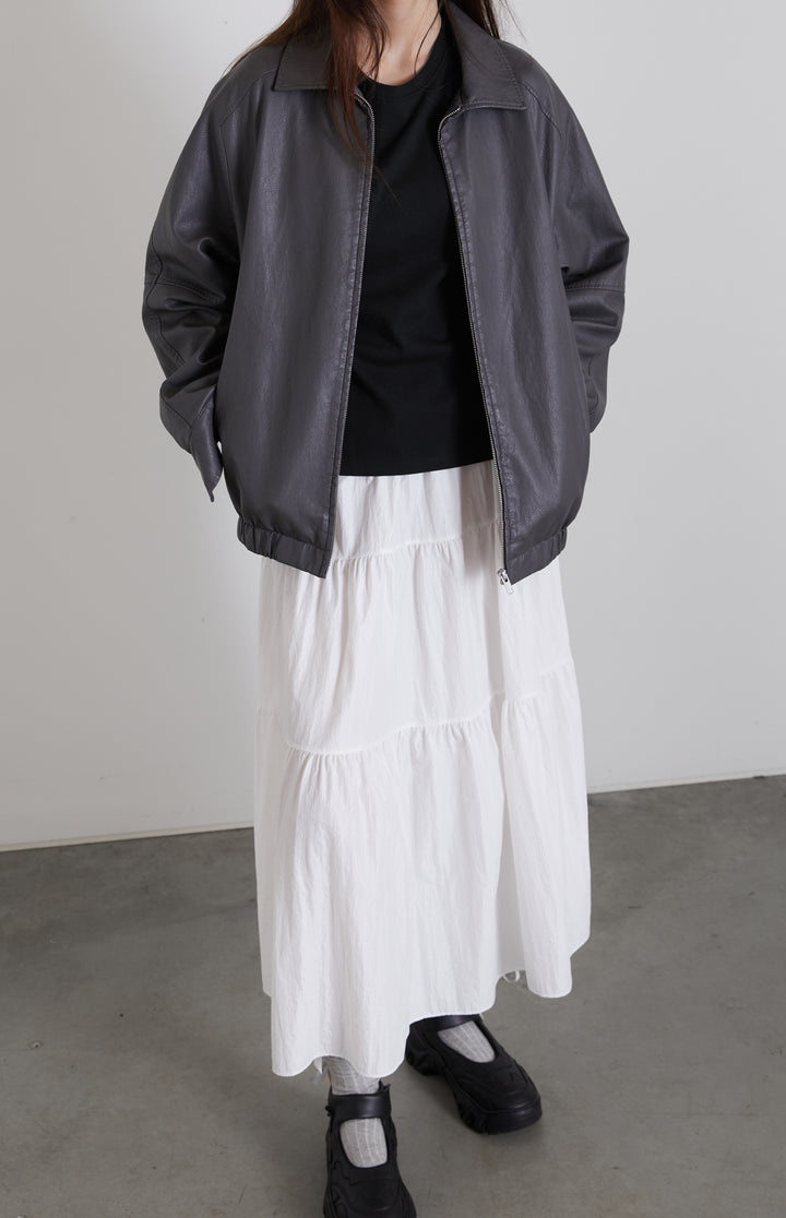 THREE TIER MAXI SKIRT in White — alternate angle