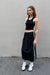 Midi skirt with side piping in black — main image