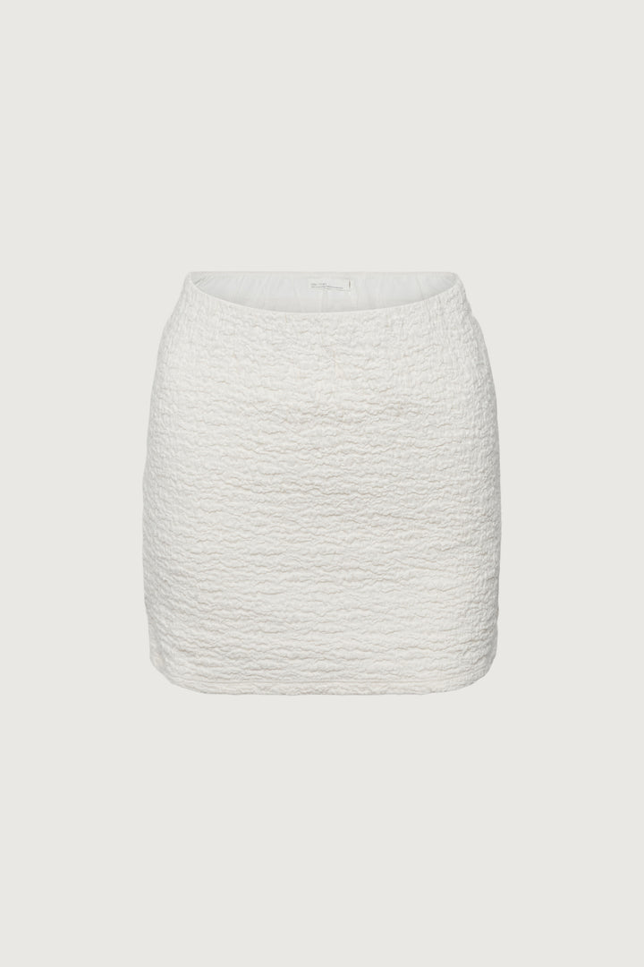CRINKLE TEXTURED MINI SKIRT in Cream — alternate angle
