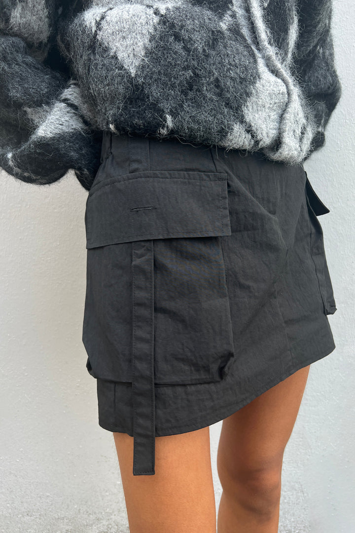 MINI NYLON CARGO SKIRT in Black — alternate angle