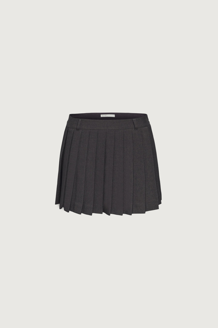 PLEATED SUITING MINI SKIRT in ASPHALT — alternate angle