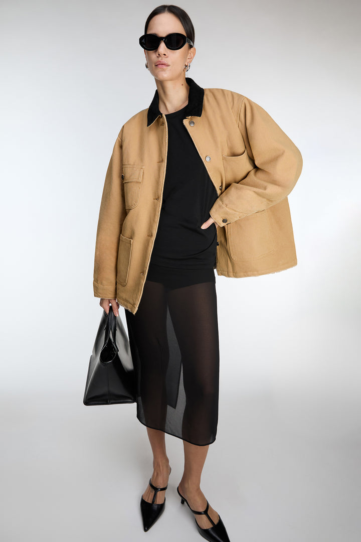 MIDI LENGTH SHEER SKIRT in Black — alternate angle