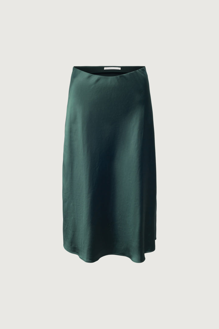 SATIN MIDI SLIP SKIRT in Sycamore — alternate angle