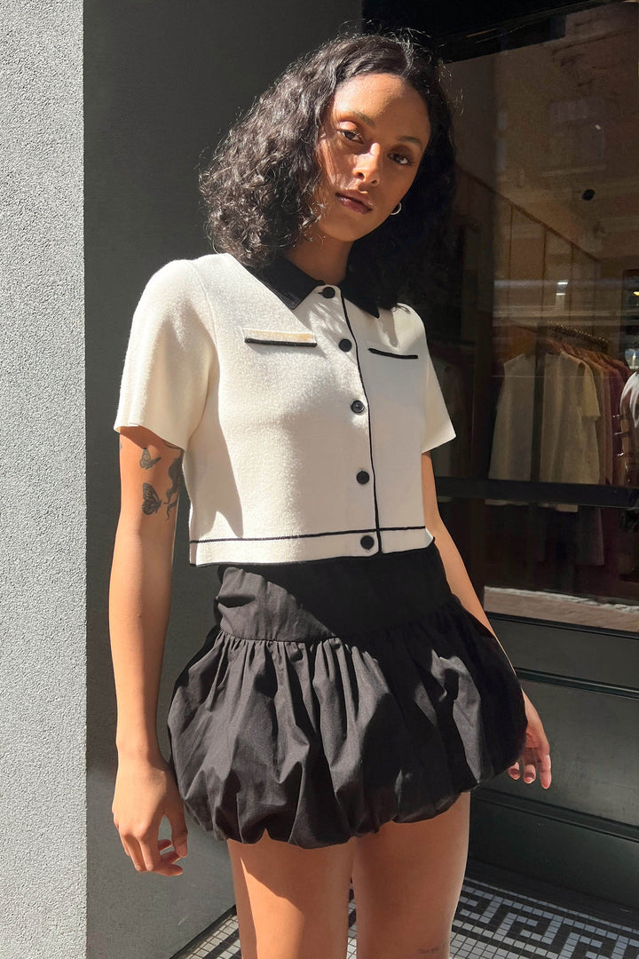 BUBBLE HEM MINI SKIRT in Black — alternate angle