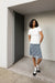 Plaid midi skirt in blue stone — main image