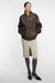 Midi suiting skirt with front slit in beige — main image
