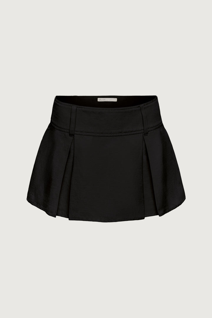 LINEN BLEND PLEATED MINI SKIRT