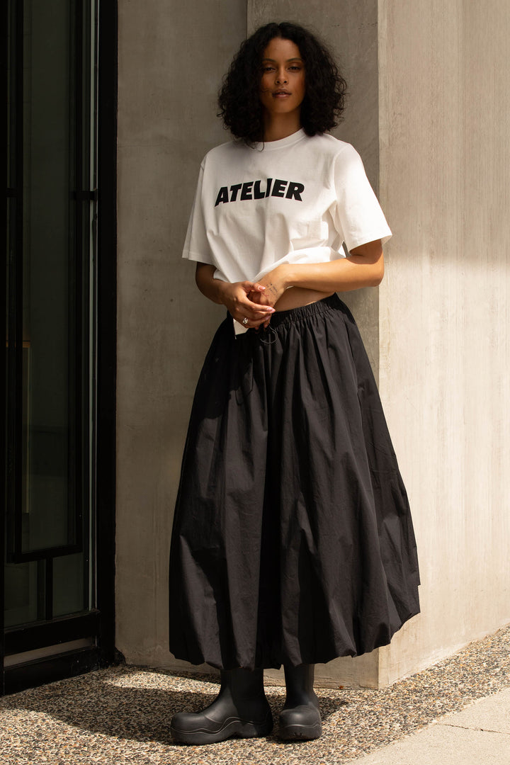 BUBBLE HEM MAXI SKIRT in Black — alternate angle