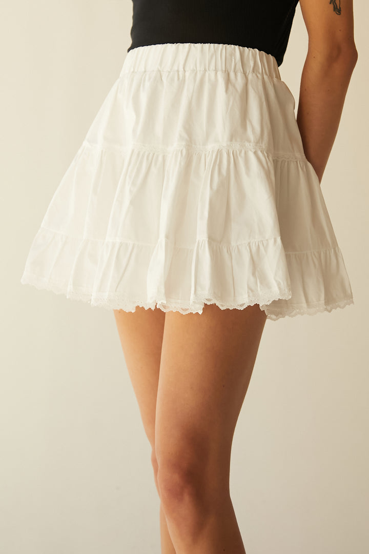 MINI TIERED SKIRT in White — alternate angle
