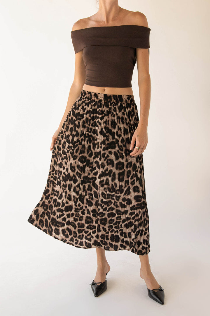 LEOPARD PLEATED MAXI SKIRT in Print — alternate angle