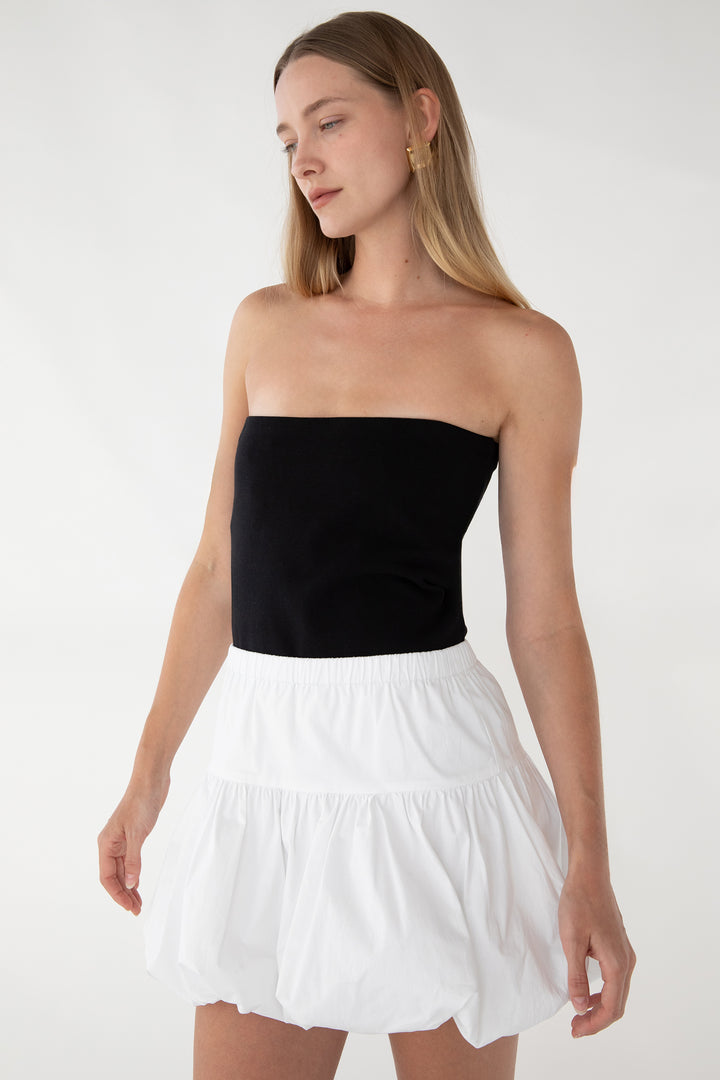 BUBBLE HEM MINI SKIRT in White — alternate angle