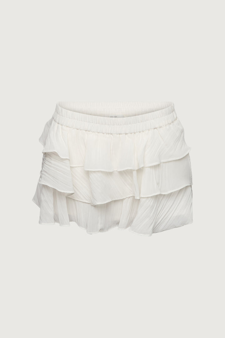 RUFFLED TIERED CHIFFON MINI SKORT