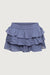 Ruffled tiered chiffon mini skort in crown purple — main image