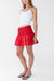 Smocked tiered mini skort in crimson — main image