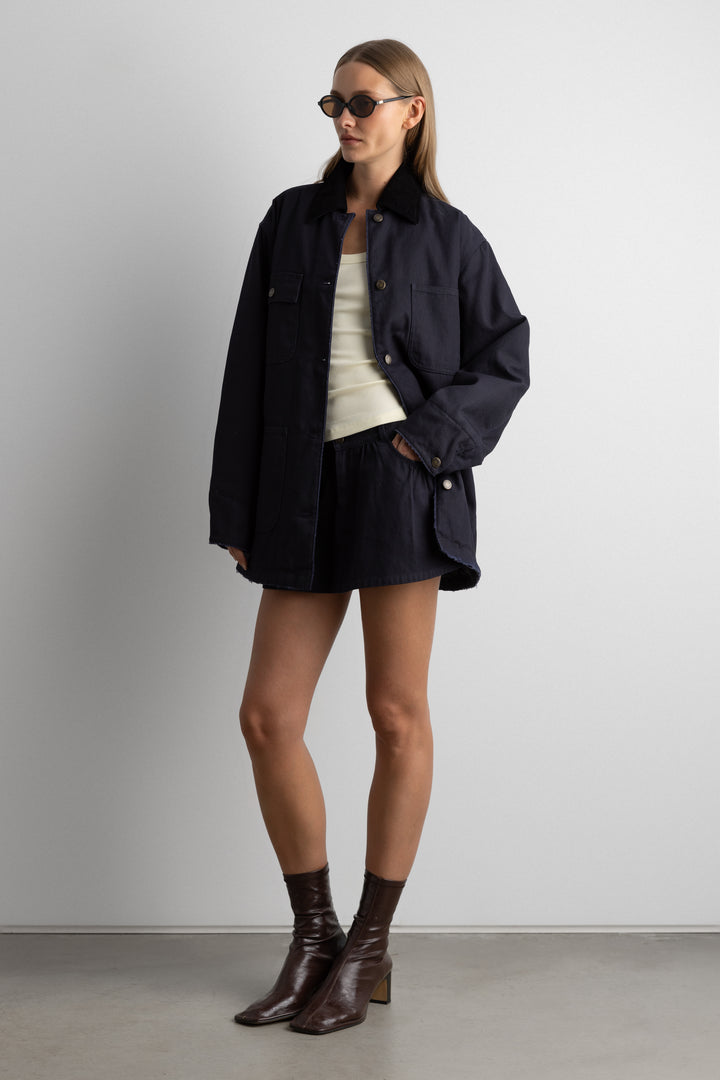 MINI CANVAS PLEATED SKORT in Navy Blazer — alternate angle