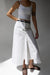 Raw hem midi skirt in ivory — main image