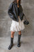 Lace ruffle mini skirt in ivory — main image