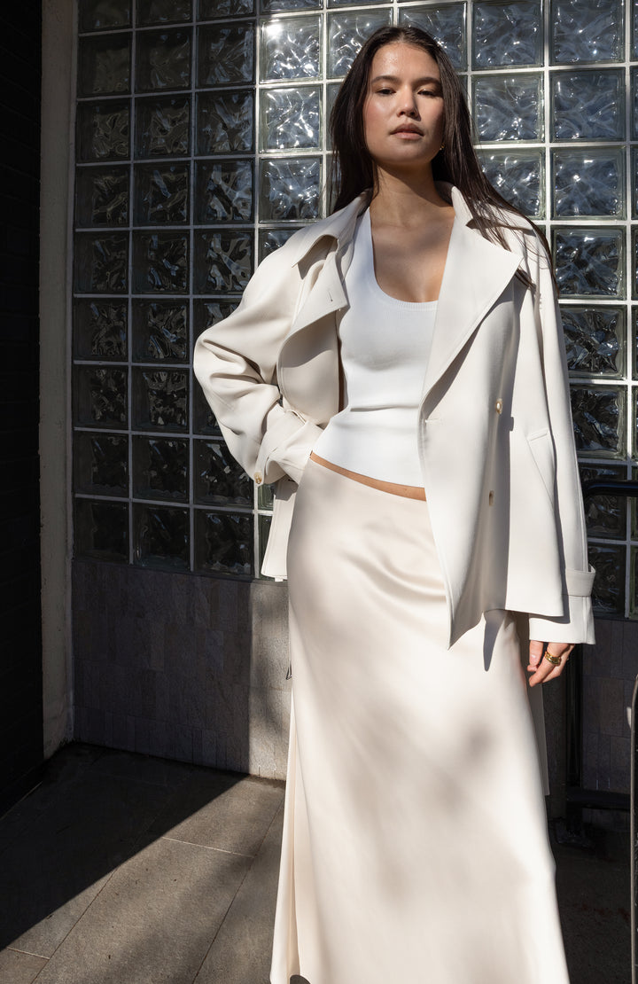 SATIN MAXI SKIRT in Champagne — alternate angle