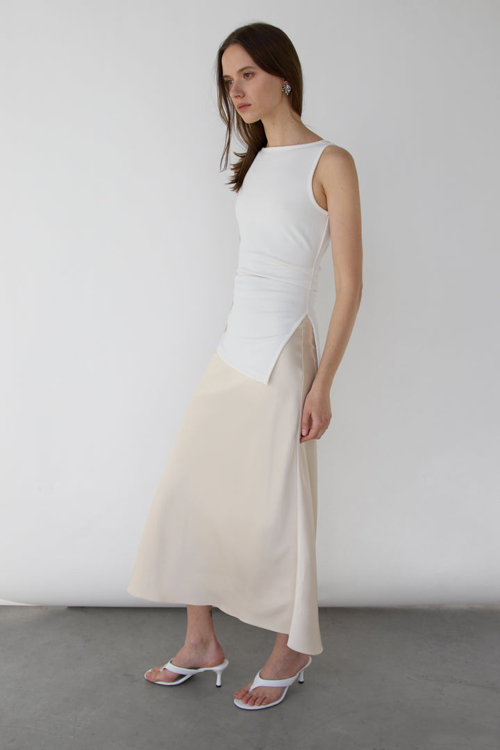 SATIN MAXI SKIRT in Champagne — alternate angle