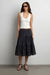 Vintage plaid tiered midi skirt in black plaid — main image