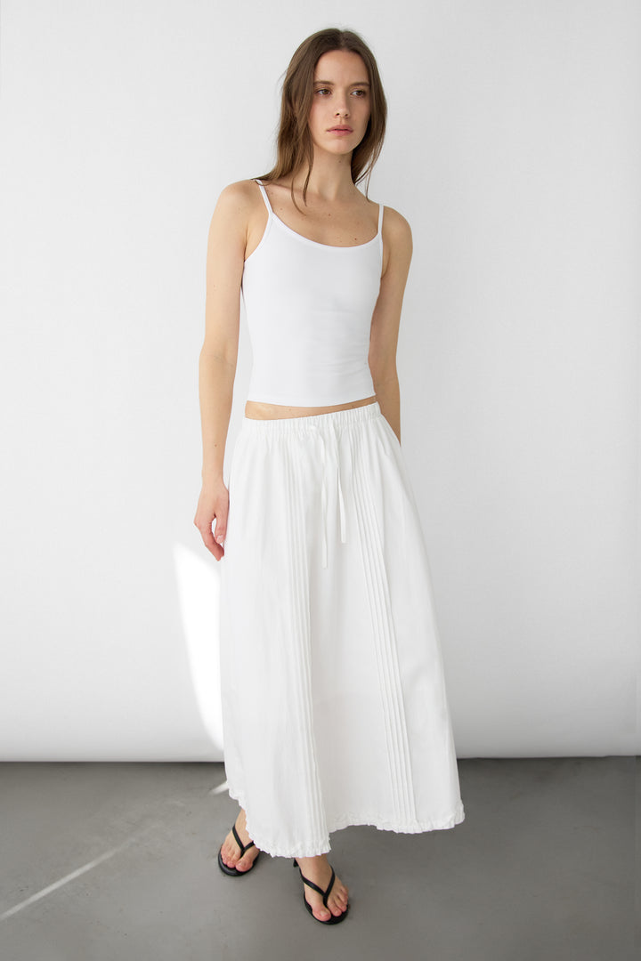 DRAWSTRING WAIST MAXI SKIRT in Ivory — alternate angle