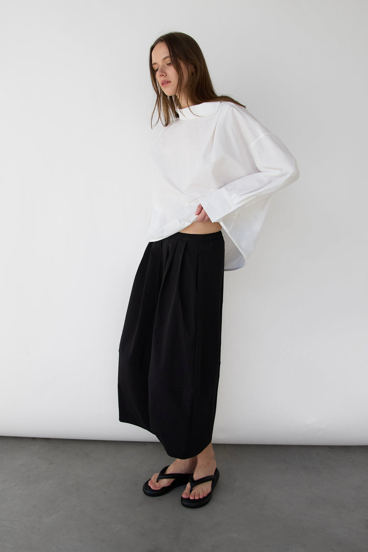 PINTUCKED MAXI SKIRT in Black — alternate angle