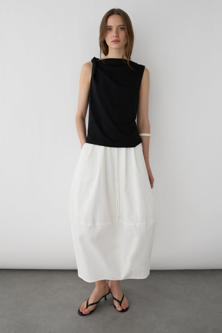 PINTUCKED MAXI SKIRT in Ivory — alternate angle