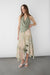 Abstract print midi skirt in green — main image