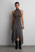 Vegan suede lace-hem asymmetrical midi skirt in charcoal — main image