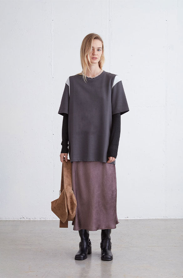 SLIP SKIRT in Sparrow — alternate angle