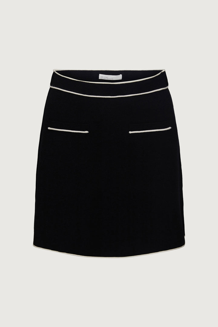 KNIT MINI SKIRT in Cream Black — alternate angle