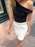 Knit mini skirt in cream black — main image