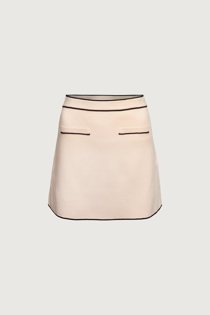 KNIT MINI SKIRT in Black Cream — alternate angle