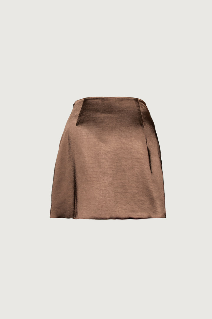 MINI SLIP SKIRT in Chocolate Brown — alternate angle