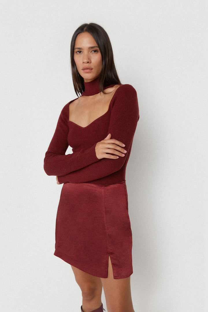 MINI SLIP SKIRT in Syrah — alternate angle