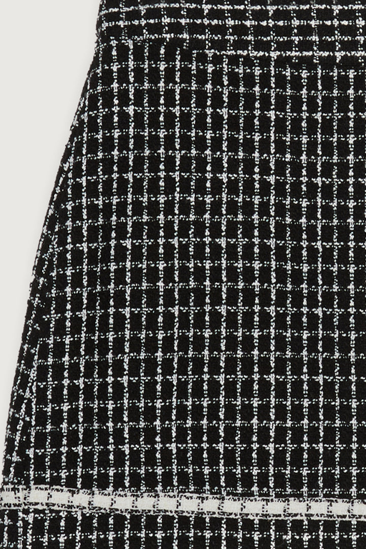 TWEED MINI SKIRT in Black Cream Grid — alternate angle