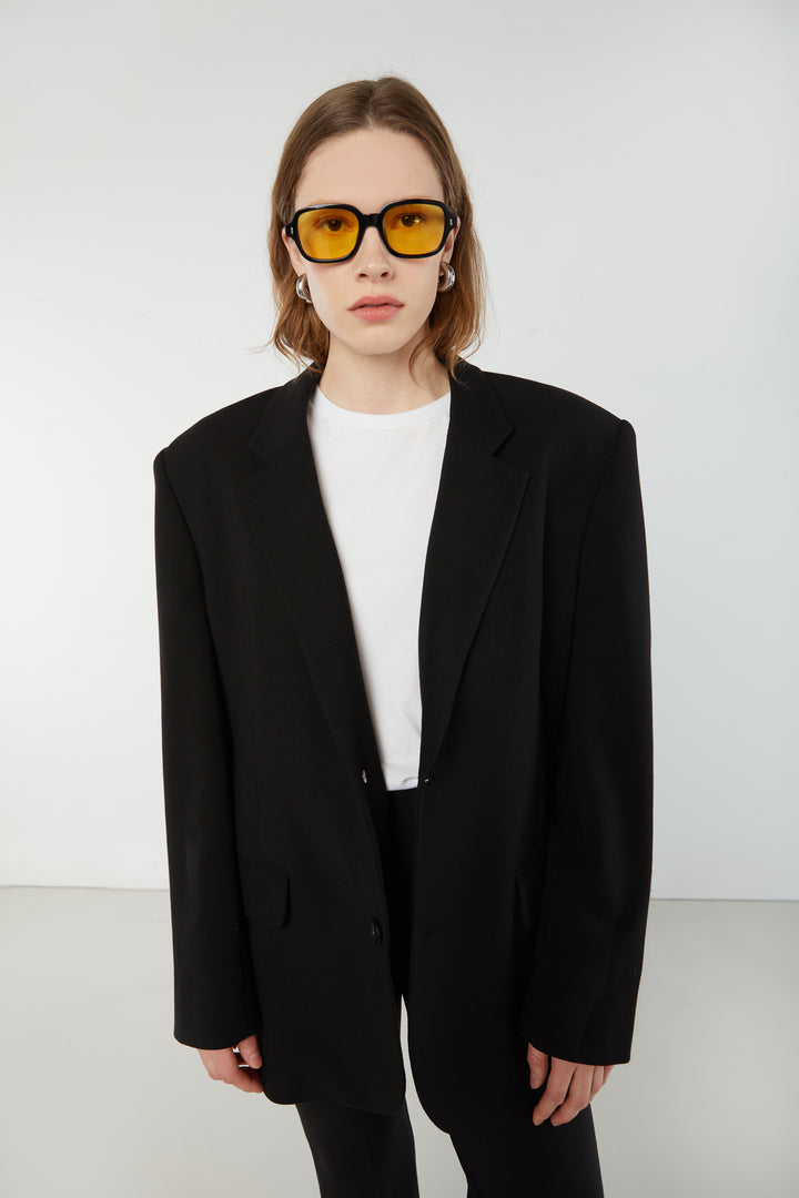 SQUARE FRAME SUNGLASSES in Black Yellow — alternate angle