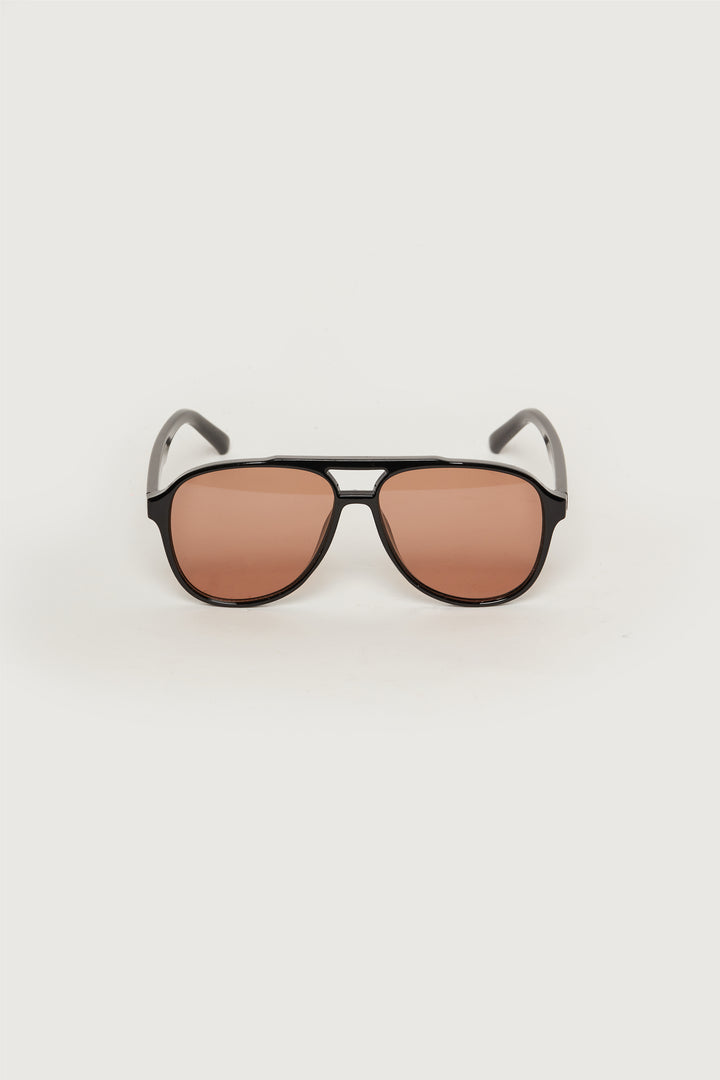 COLOURED LENS AVIATOR SUNGLASSES in Black Black — alternate angle