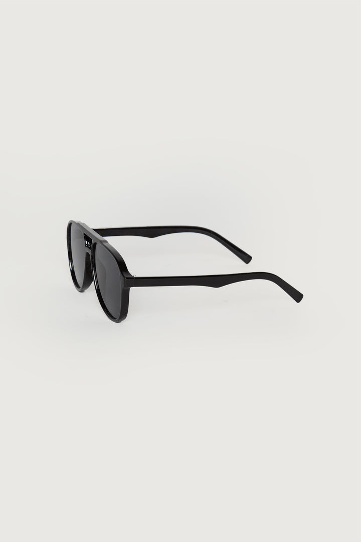 COLOURED LENS AVIATOR SUNGLASSES in Black Brown — alternate angle
