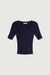 Knit short sleeve sweater in navy blazer — main image