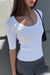 Knit short sleeve sweater in white — main image