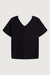 V-neck sweater tee in black — main image